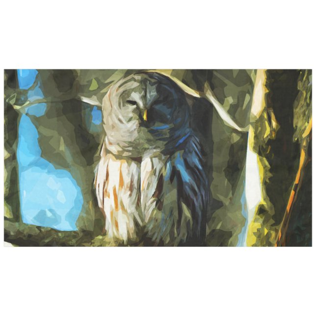 Barred Owl in Tree Abstract Impressionism Tablecloth (Front (Horizontal))