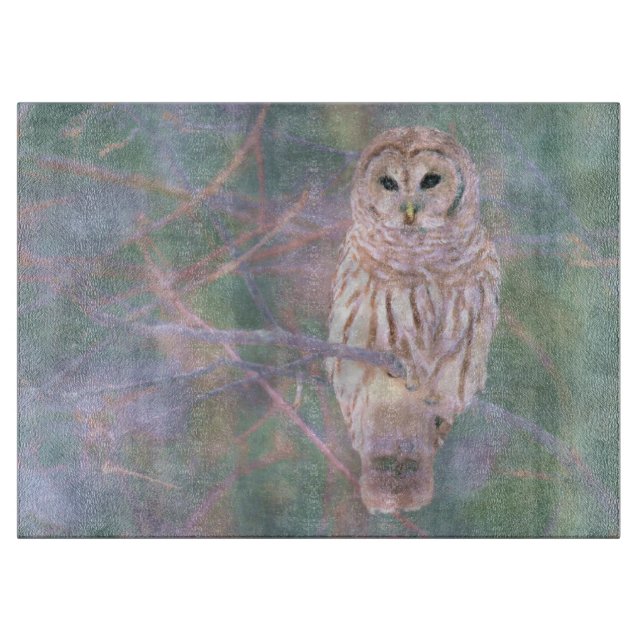 Barred Owl Pastel Oilpainting Cutting Board (Front)
