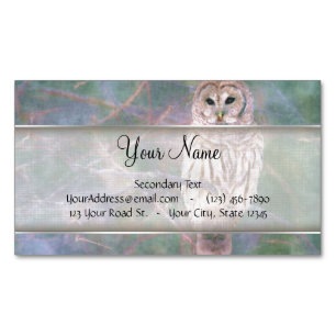 Barred Owl Pastel Oilpainting Magnetic Business Card