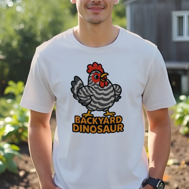 Barred Plymouth Rock Backyard Dinosaur Chicken Fun Tri-Blend Shirt (Pet Barred Plymouth Rock Chicken Funny Backyard Dinosaur T-shirt, cute cartoon farm animal for Dad)