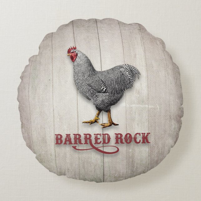 Barred Rock Chicken Round Cushion (Front)