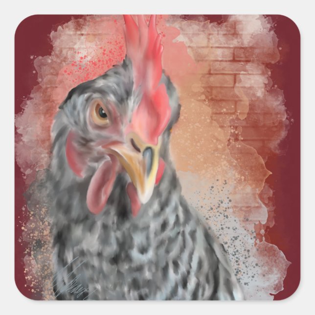 Barred Rock Hen  Classic Square Sticker (Front)