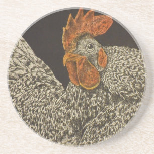 barred rock rooster coaster