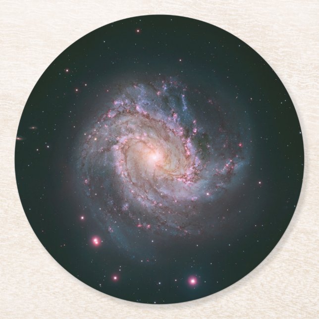 Barred Spiral Galaxy Messier 83. 2 Round Paper Coaster (Front)