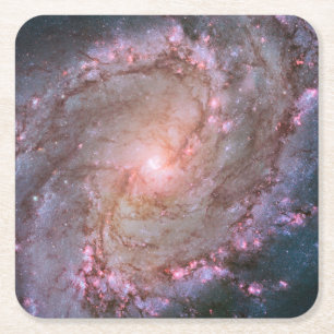 Barred Spiral Galaxy Messier 83. Square Paper Coaster
