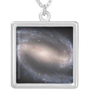 Barred Spiral Galaxy NGC 1300 Silver Plated Necklace