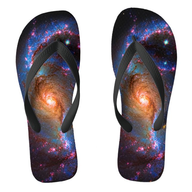 Barred Spiral Galaxy - Outer Space Star Picture Flip Flops (Footbed)