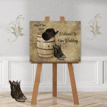Barrel and Boots Wedding Welcome Sign