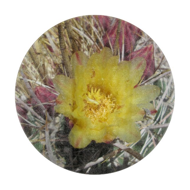 Barrel Cactus Fishhook Yellow Cutting Board (Front)