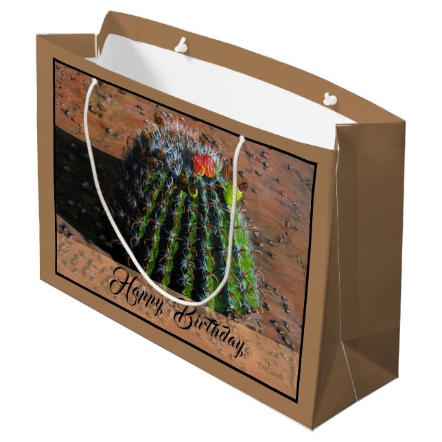 Barrel Cactus Large Gift Bag (Back Angled)