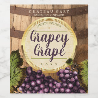 Barrel grapes personalised handcrafted winemaking wine label