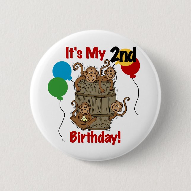 Barrel of Monkeys 2nd Birthday Tshirts and Gifts 6 Cm Round Badge (Front)