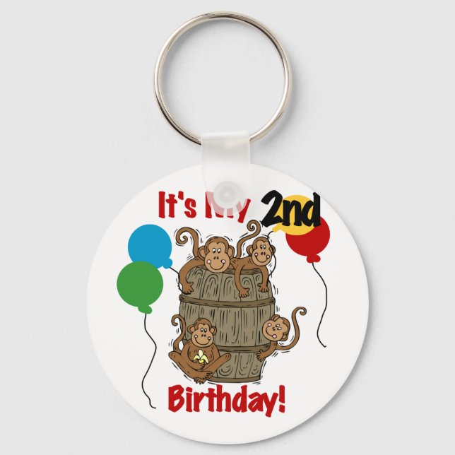 Barrel of Monkeys 2nd Birthday Tshirts and Gifts Key Ring (Front)