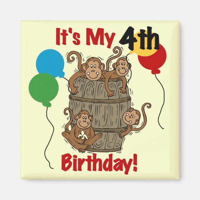 Barrel of Monkeys 4th Birthday Magnet (Front)
