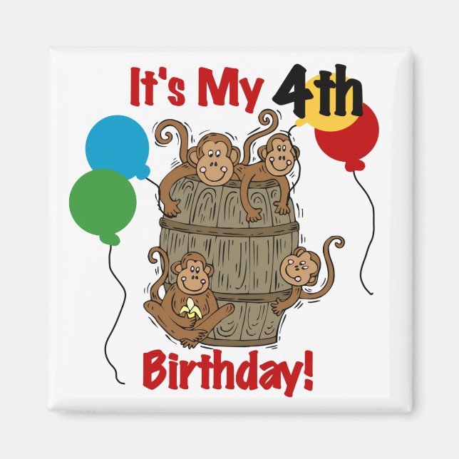 Barrel of Monkeys 4th Birthday Magnet (Front)