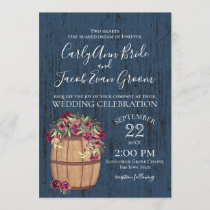 Barrel of Roses Rustic Wood Invitation