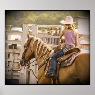 Barrel Race Girl and Horse Poster