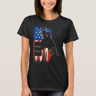 Barrel Racer American Flag Patriotic Rodeo Barrel  T-Shirt
