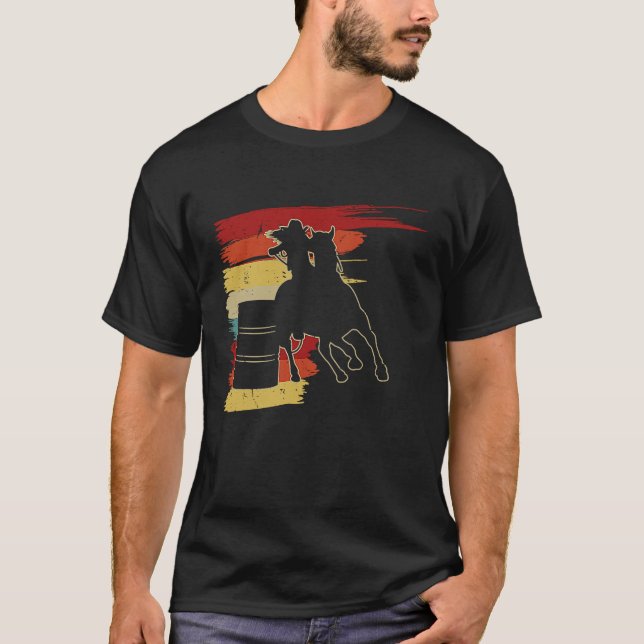 Barrel Racer Graphic Rodeo Cowgirl Retro Barrel Ra T-Shirt (Front)