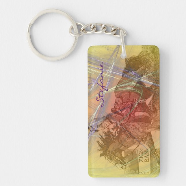 Barrel Racer II (yellow orange swirl) Key Ring (Front)