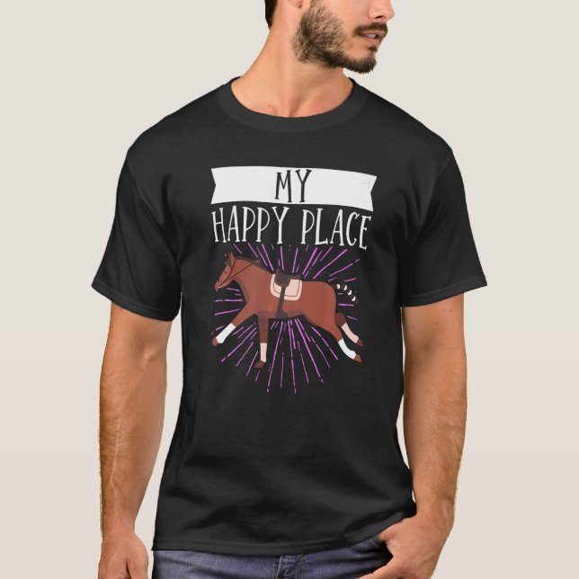 Barrel Racer My Happy Place Horse Riding T-Shirt (Front)