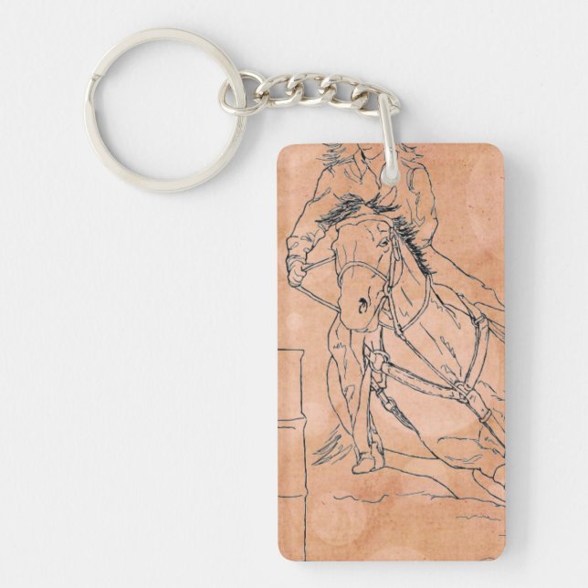Barrel Racer (Orange Circles) Key Ring (Front)