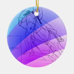 Barrel Racer (pastel rainbow) Ceramic Tree Decoration