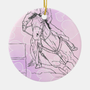 Barrel Racer (pink hearts) Ceramic Ornament