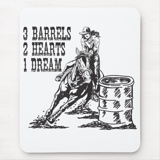 Barrel Racing 3 Barrels 2 Hearts 1 Dream Mouse Mat (Front)
