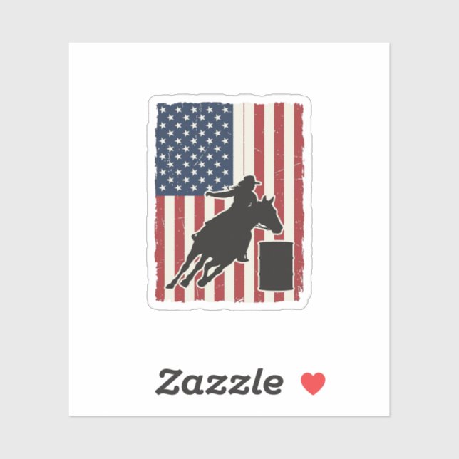 Barrel Racing American Flag Vintage Vector Design_ (Sheet)