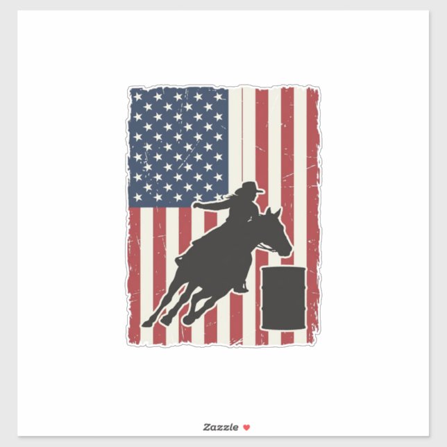 Barrel Racing American Flag Vintage Vector Design_ (Sheet)