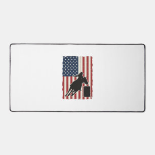 Barrel Racing American Flag Vintage Vector Design_ Desk Mat