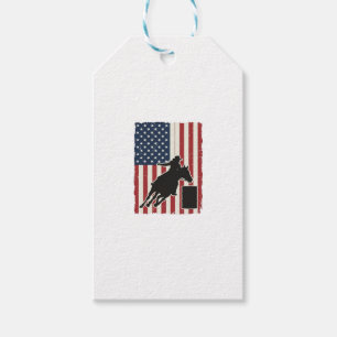 Barrel Racing American Flag Vintage Vector Design_ Gift Tags