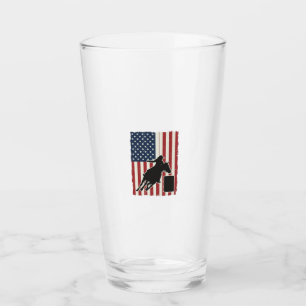 Barrel Racing American Flag Vintage Vector Design_ Glass