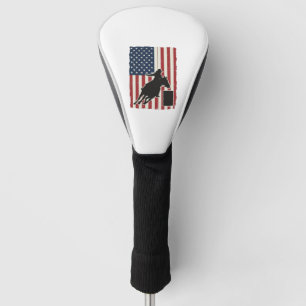Barrel Racing American Flag Vintage Vector Design_ Golf Head Cover