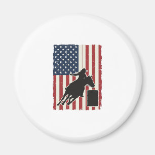 Barrel Racing American Flag Vintage Vector Design_ Magnet