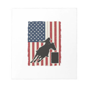 Barrel Racing American Flag Vintage Vector Design_ Notepad