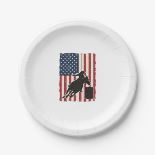 Barrel Racing American Flag Vintage Vector Design_ Paper Plate