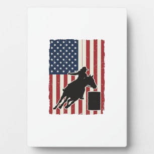 Barrel Racing American Flag Vintage Vector Design_ Plaque