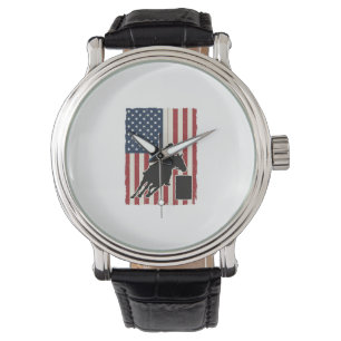 Barrel Racing American Flag Vintage Vector Design_ Watch