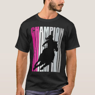 Barrel Racing Champion Horse Riding Pink Retro Cow T-Shirt