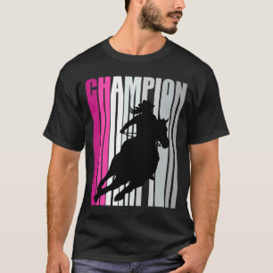 Barrel Racing Champion Horse Riding Pink Retro Cow T-Shirt