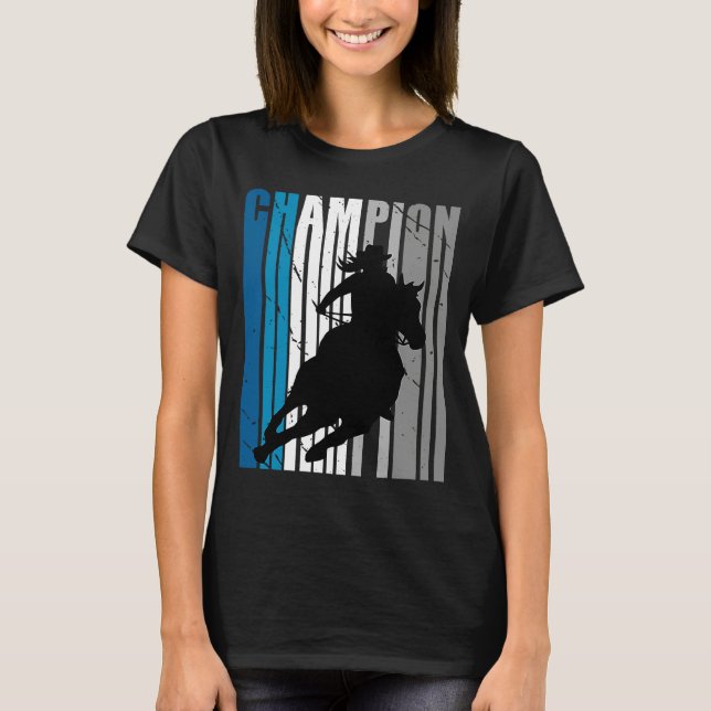 Barrel Racing Champion Horse Riding Teal Cowgirl W T-Shirt (Front)