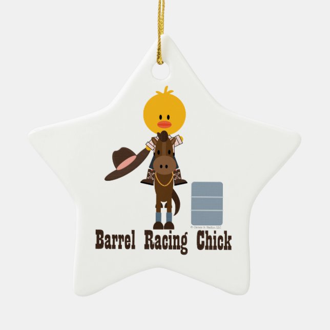 Barrel Racing Chick Star Ornament (Front)