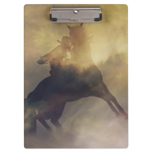 Barrel Racing Cowgirl and Horse Two Colours Clipboard
