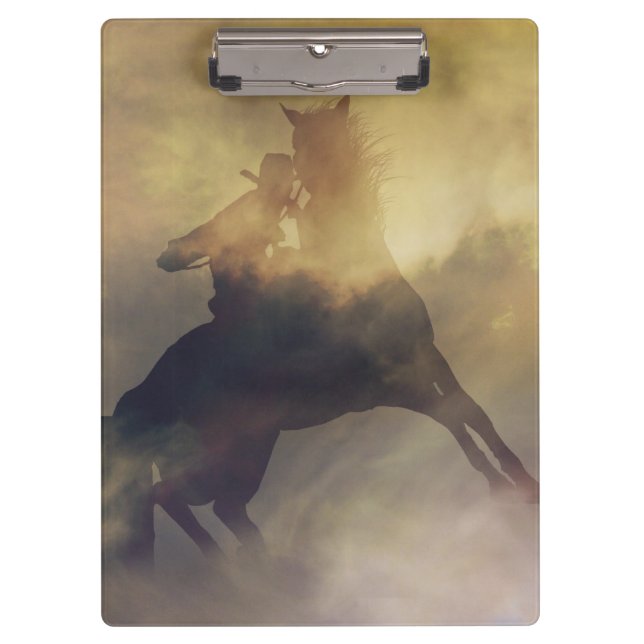 Barrel Racing Cowgirl and Horse Two Colours Clipboard (Front)