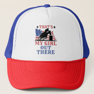 Barrel Racing Dad That's My Girl Out There US Flag Trucker Hat