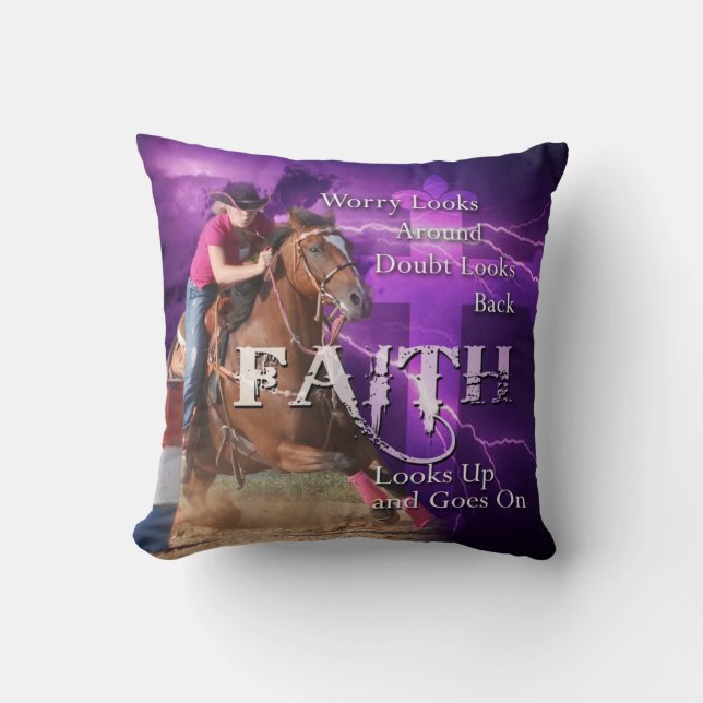 Barrel Racing Faith Pillow (Front)