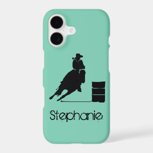 Barrel Racing Girl Silhouette on a Green Backdrop