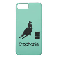 Barrel Racing Girl Silhouette on a Green Backdrop